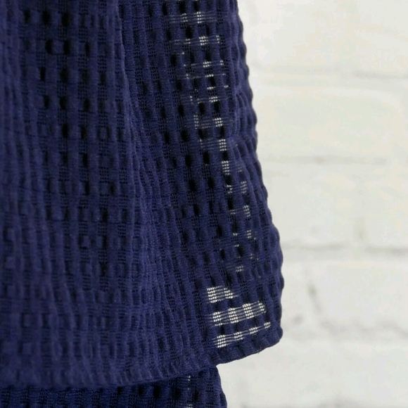 Ric Rac By Anthropologie Textured Ruffle Tiered Navy Midi Dress Sz Small - Picture 4 of 6